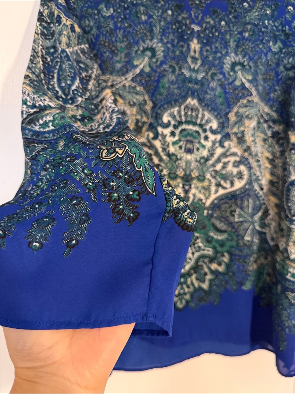 Rose & Olive Blue Paisley Print Tunic Top size L - Picture 3 of 10
